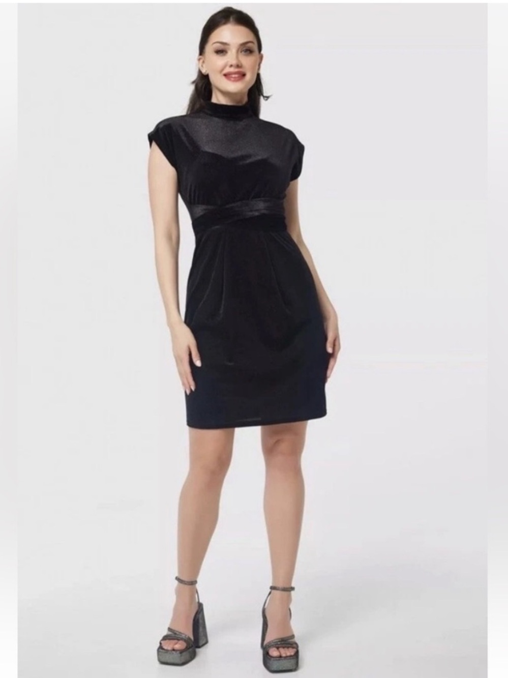 NWT Closet London Black Sparkly Kimono Pencil Dress - Size US 8 / UK 12